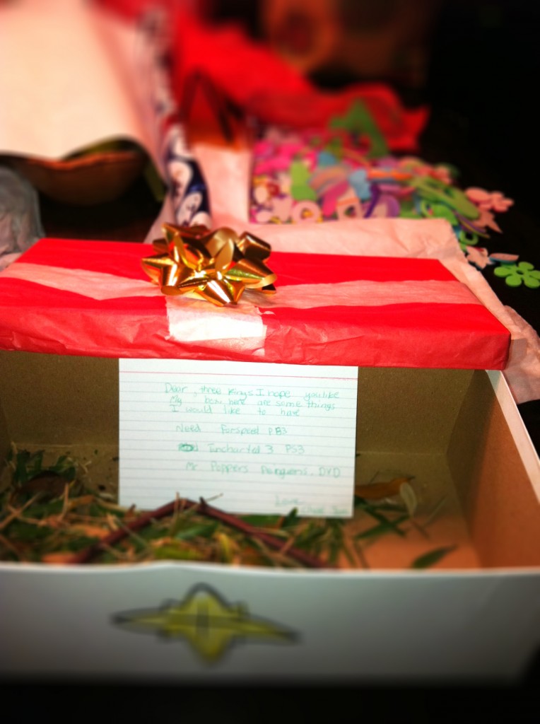 Shoe box decorated for Three Kings Day